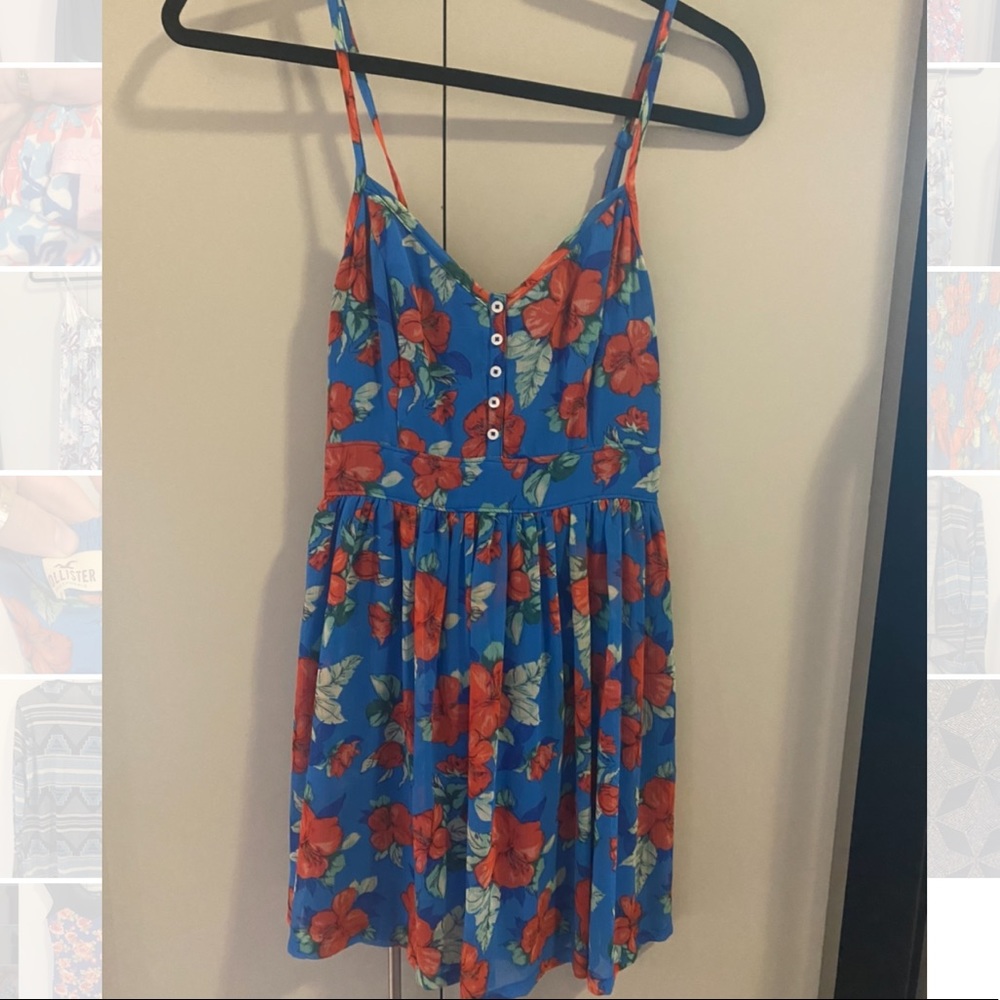 Hollister Blue Floral Sundress - Chiffon w/ Slip